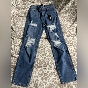 Fashion nova distressed straight leg fit jeans